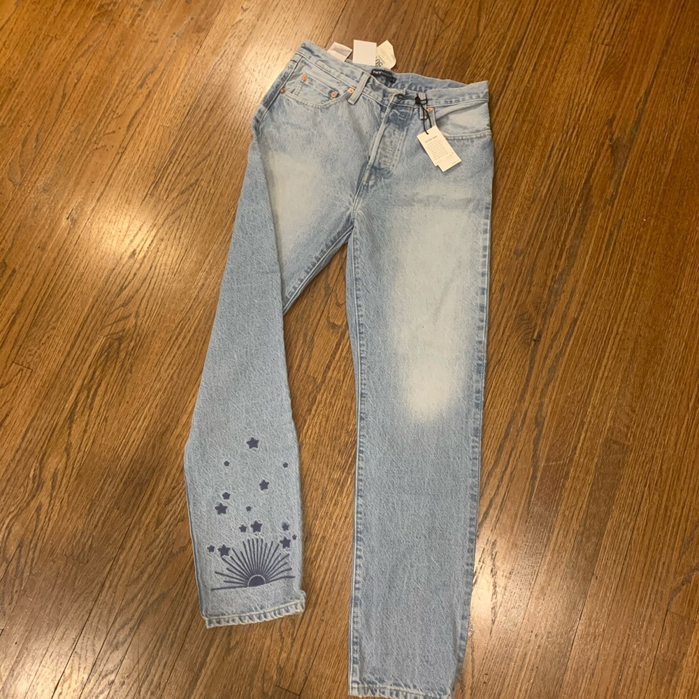 Levi’s 501 embroidered high-waisted denim jeans